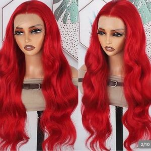 Vibrant Red Wavy Lace Front Wig